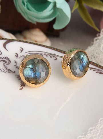 L'Atelier de Gaia Vergulde oorstekers met edelstenen