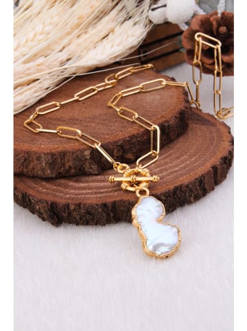 Pierres delicates Vergold. Halskette mit Perlmutt - (L)50 cm