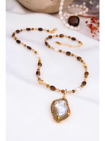 Pierres delicates Parelketting met edelstenen wit - (L)50 cm