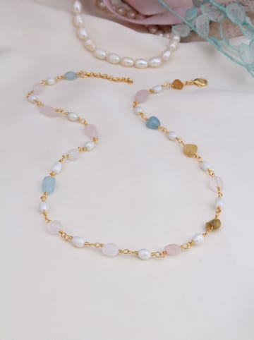 Pierres delicates Vergulde ketting met edelstenen - (L)43 cm