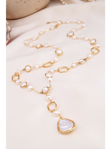 Pierres delicates Parelketting met hanger wit - (L)50 cm