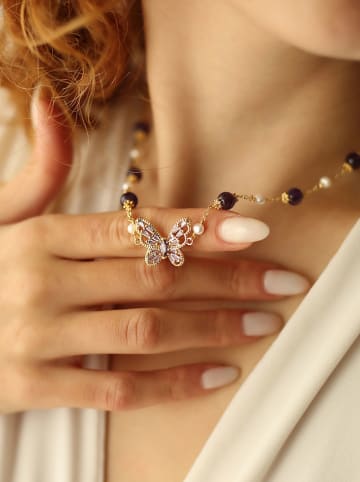 Pierres delicates Vergulde ketting met sierelementen - (L)50 cm