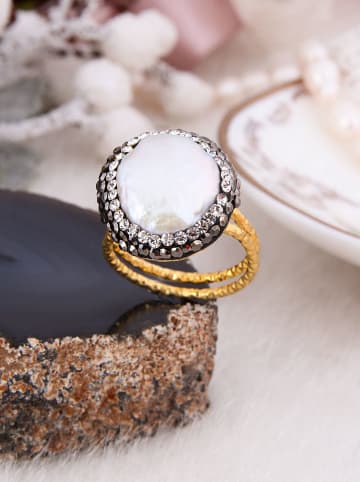 L'Atelier de Gaia Vergold. Ring mit Edelsteinen und Perle