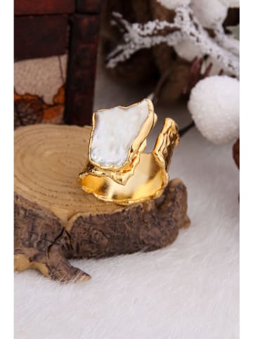 Pierres delicates Vergulde ring met parelmoer