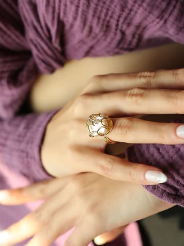 Pierres delicates Vergulde ring met edelstenen en parelmoer