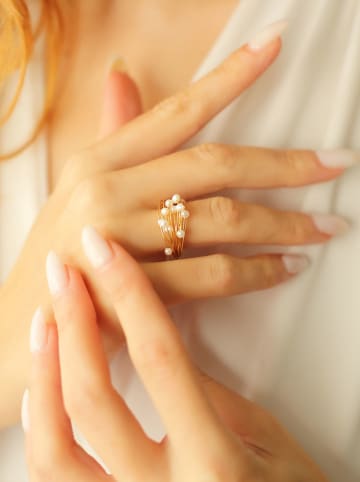 Pierres delicates Vergulde ring met parels