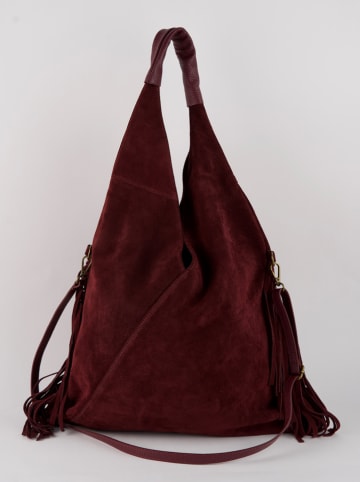 Victor & Hugo Paris Leder-Schultertasche "Sorrel" in Bordeaux - (B)40 x (H)35 x (T)3 cm