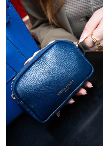 Victor & Hugo Paris Leder-Geldbörse "Gema" in Blau - (B)15 x (H)10 x (T)5 cm