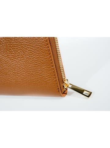 Victor & Hugo Paris Skórzany portfel "Selma" w kolorze karmelowym - 20 x 10 x 3 cm