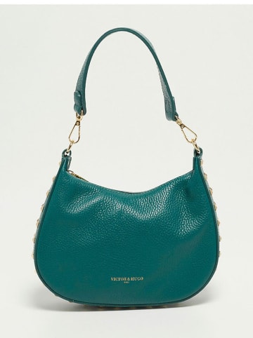 Victor & Hugo Paris Leder-Schultertasche "Hada" in Türkis - (B)23 x (H)18 x (T)6cm