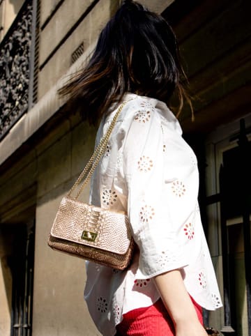 Victor & Hugo Paris Skórzana torebka "Kiera" w kolorze złotym - 21 x 15 x 7 cm