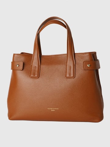 Victor & Hugo Paris Leder-Henkeltasche "Luna" in Hellbraun - (B)36 x (H)27 x (T)14 cm