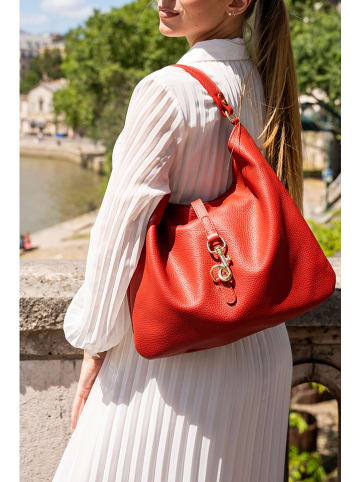 Victor & Hugo Paris Leder-Schultertasche "Margot" in Rot - (B)30 x (H)39 x (T)2 cm