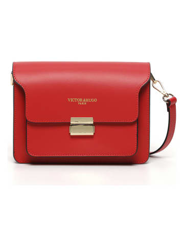 Victor & Hugo Paris Leder-Umhängetasche "Chanon" in Rot - (B)22 x (H)15 x (T)6 cm
