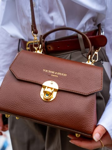 Victor & Hugo Paris Leren handtas "Florentine" bruin - (B)16,5,5 x (H)21 x (D)12,5 cm