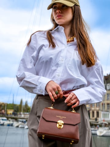 Victor & Hugo Paris Leder-Henkeltasche "Florentine" in Braun - (B)21,5 x (H)16,5 x (T)12,5 cm