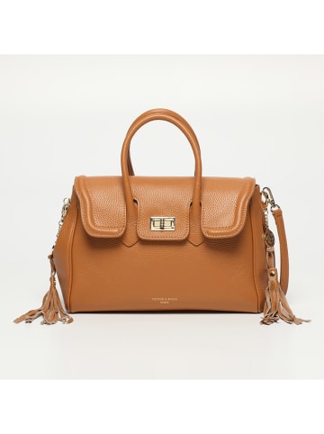 Victor & Hugo Paris Leder-Henkeltasche "Bagatelle" in Camel - (B)31 x (H)23 x (T)9 cm
