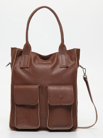 Victor & Hugo Paris Leder-Shopper "Noa" in Braun - (B)34 x (H)38 x (T)11 cm