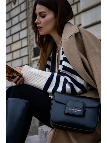 Victor & Hugo Paris Leder-Umhängetasche "Eliane" in Schwarz - (B)25 x (H)16 x (T)6 cm