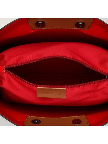 Victor & Hugo Paris Leder-Henkeltasche "Nisa" in Braun/ Rot - (B)31 x (H)25 x (T)14 cm