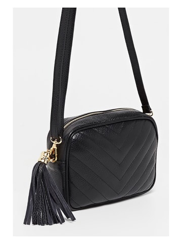 Victor & Hugo Paris Leder-Umhängetasche "Nat" in Schwarz - (B)20 x (H)15 x (T)6 cm