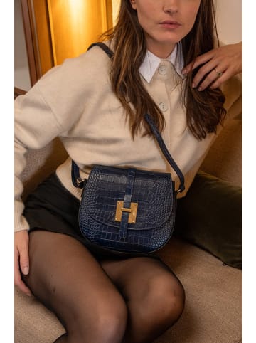 Victor & Hugo Paris Leren schoudertas "Kara" donkerblauw - (B)22 x (H)18 x (D)6 cm