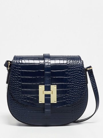 Victor & Hugo Paris Leder-Umhängetasche "Kara" in Dunkelblau - (B)22 x (H)18 x (T)6 cm