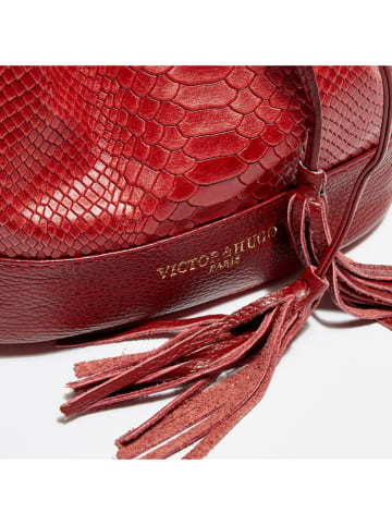 Victor & Hugo Paris Leder-Umhängetasche "Cerise" in Rot - (B)32 x (H)28 x (T)14 cm