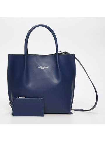 Victor & Hugo Paris Leder-Henkeltasche "Lava" in Dunkelblau - (B)32 x (H)32 x (T)10 cm
