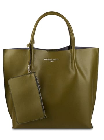 Victor & Hugo Paris Skórzana torebka "Lava" w kolorze khaki - 32 x 32 x 10 cm