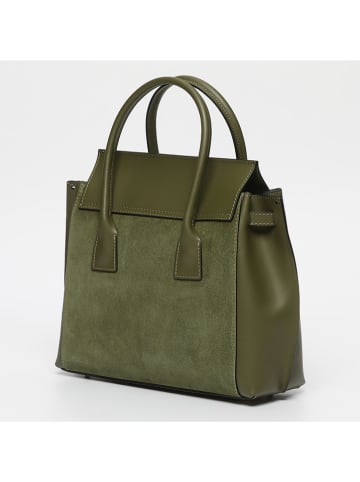 Victor & Hugo Paris Leren handtas "Jane" donkergroen - (B)36 x (H)35 x (D)24 cm