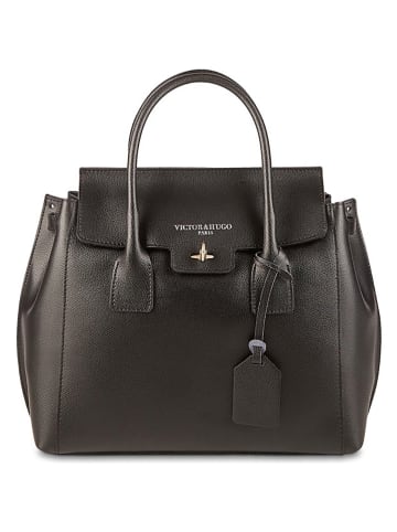 Victor & Hugo Paris Leder-Henkeltasche "Jane" in Schwarz - (B)36 x (H)35 x (T)24 cm
