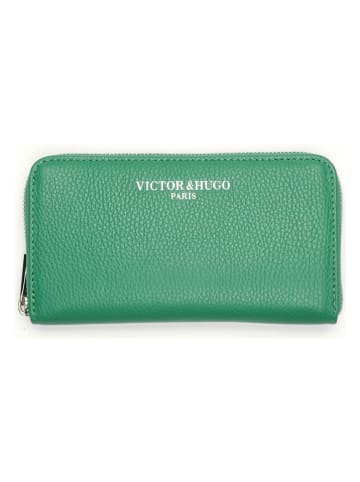 Victor & Hugo Paris Leren portemonnee "Kaya" groen - (B)19 x (H)10 cm