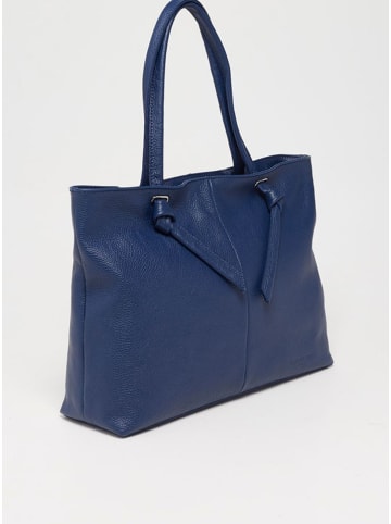 Victor & Hugo Paris Leder-Shopper "Ly" in Blau - (B)40 x (H)29,5 x (T)11 cm