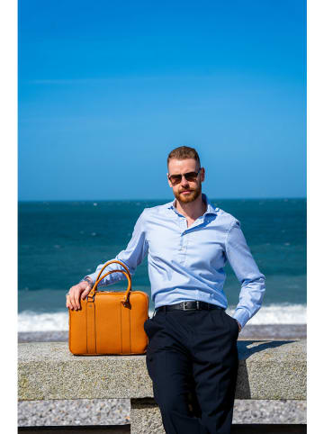 Victor & Hugo Paris Leren aktetas "Cesare" camel - (B)36,5 x (H)28 x (D)12 cm