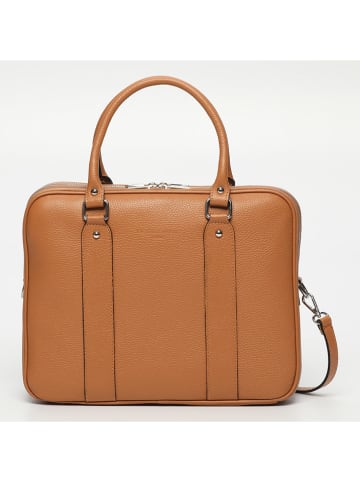Victor & Hugo Paris Leder-Aktentasche "Cesare" in Camel - (B)36,5 x (H)28 x (T)12 cm