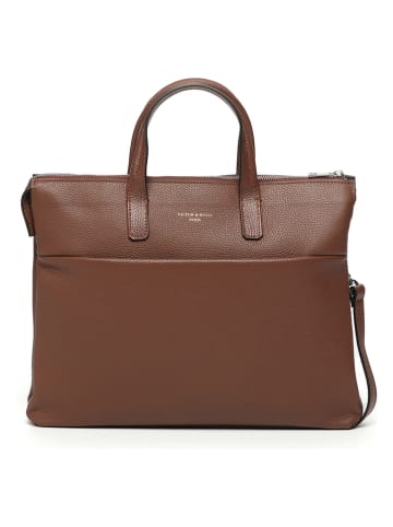Victor & Hugo Paris Leren handtas "Carlo" lichtbruin - (B)40 x (H)30 x (D)6 cm