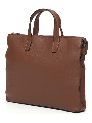 Victor & Hugo Paris Skórzana torebka "Carlo" w kolorze jasnobrązowym - 40 x 30 x 6 cm