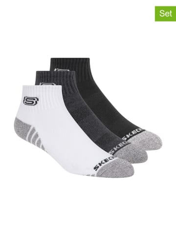Skechers Skarpety (3 pary) w kolorze antracytowo-czarno-białym