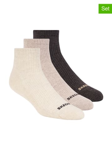 Skechers 3er-Set: Socken in Beige/ Anthrazit