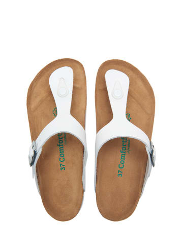 Comfortfusse Leder-Zehentrenner in Weiß