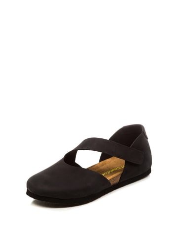 Comfortfusse Leder-Ballerinas in Schwarz