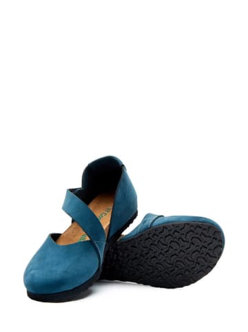 Comfortfusse Leder-Ballerinas in Dunkelblau