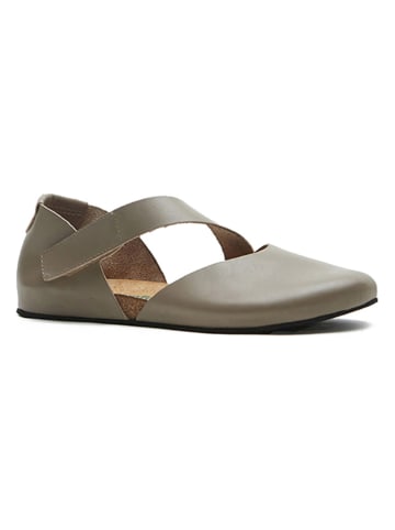 Comfortfusse Leder-Ballerinas in Taupe