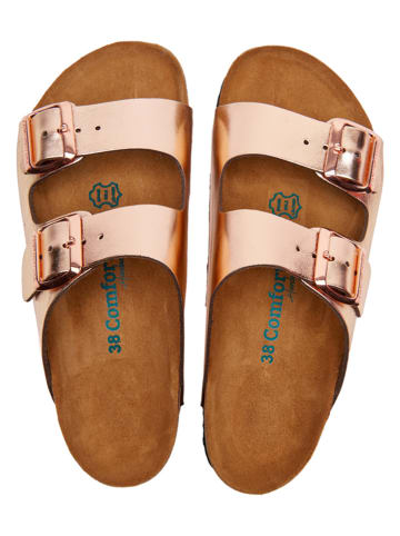 Comfortfusse Leren slippers lichtroze