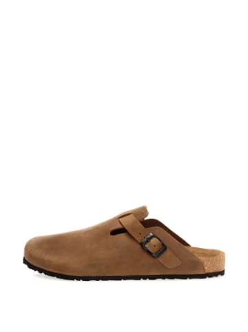Comfortfusse Leren clogs zandkleurig