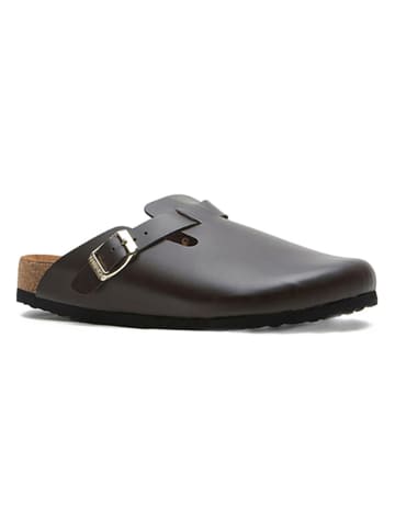 Comfortfusse Leder-Clogs in Dunkelbraun