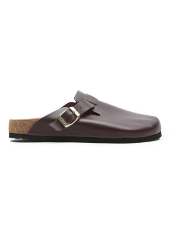 Comfortfusse Leder-Clogs in Bordeaux