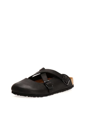 Comfortfusse Leder-Clogs in Schwarz