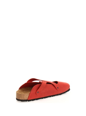 Comfortfusse Leder-Clogs in Rot
